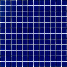 blue glass mosaic tile with white border