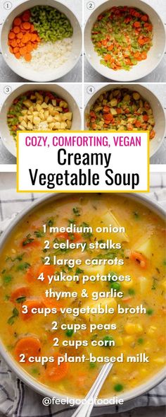 the steps to make creamy vegetable soup