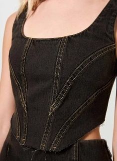 cropped corselet em jeans preto Latest Trends