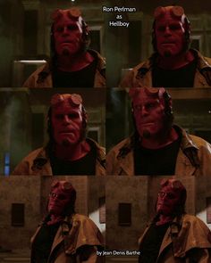 the hell head from hellboy in hellboy's house is shown with different facial expressions