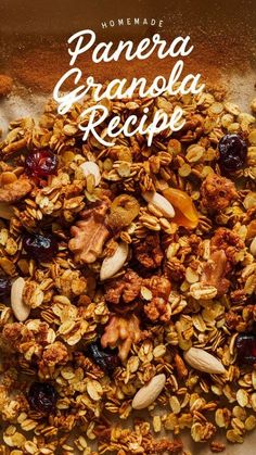 granola recipe with nuts and cranberries on top