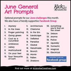 a pink poster with the words june general art projects