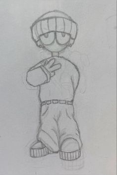 a drawing of a cartoon character with glasses and a baseball glove in his hand,