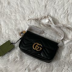 Gucci Gg Marmont Super Mini Bag, Black, Leather, Brand New With Box Mini Gucci Bag, Gg Marmont Super Mini Bag, Black Gucci Bag, Marmont Super Mini, Mini Bag Black, Gucci Marmont Bag, Gucci Purse, Bags Gucci, Gucci Marmont