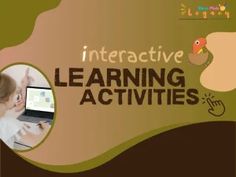 an interactive learning activity for children with the words learn activities on it and a photo of a child using a laptop