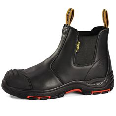 PRICES MAY VARY. 【ASTM & CE APPROVED 】- This mens CE safety boots has tag are certified by ASTM & CE Standard Association.Chelsea work boots upper made of smooth cow leather with CE standard, which is durable and scratch-resistant. mens steel toe boots has steel plate midsole flexible, supply excellent protection for working,double terrain PU outsole non-slip work boots for men, strengthened steel toe cap and heel provide full protection, anti-collision and ankle support. 【SUPERIOR COMFORTABILIT Mens Steel Toe Boots, Mens Work Boots, Slip On Work Boots, Black Work Boots, Site Work, Working Shoes, Steel Toe Boots, Chelsea Boots Women, Work Boots Men