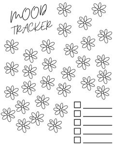 a printable flower tracker with the words moon tracker written in black ink on it