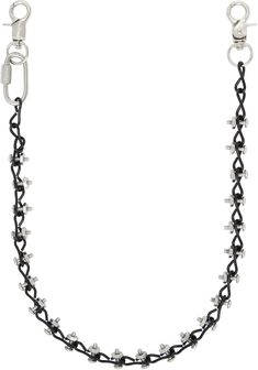 Modified curb chain keychain in black and silver-tone steel. · Detachable screw hardware throughout · Logo-engraved lanyard-clasp fastenings · L22 Supplier color: Black Buy Apartment, Chain Keychain, Silver Chain Bracelet, Handbag Wallet, Wallet Accessories, Wallet Chain, Recycled Sterling Silver, Silver Chain Necklace, Curb Chain