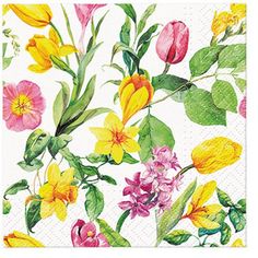 a paper napkin with colorful flowers on it