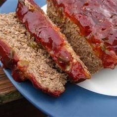 two slices of meatloaf on a plate