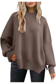 Amazon.com : Winter 2023 Outfits Tunic Tops For Leggings, Comfy Crewneck, Batwing Sweater, Crewneck Sweaters, Pull Oversize, Long Sleeve Knit Sweaters, Womens Crewneck, Winter Sweaters, Oversized Sweater