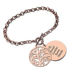 The perfect gift for your parents or siblings any time of year. A cut out family tree also one disc engraved with the names of beloved family members .Nurtured with tender love and care, your family only grows more beautiful with time. Now, celebrate your deeply rooted bonds with this unique family tree bracelet. Unique Family Tree, Mother Bracelet, Family Tree Bracelet, Tender Love, Mothers Bracelet, Bracelet Rose Gold, China Jewelry, Online Jewelry Store, Love Necklace