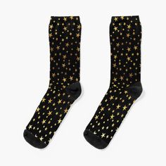 Super soft all-over printed knit socks with extra cushioning in the sole. Suitable for men and women. Pattern of hand drawn stars in small scale, gold foil-look on black Mini Stars, Polka Dot Socks, Black Socks, Patterned Socks, Black Abstract, Designer Socks, Bubble Tea, Mask For Kids, Socks For Sale