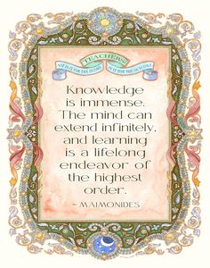 an ornate frame with a quote on it that says, knowledge is the mind can extend in