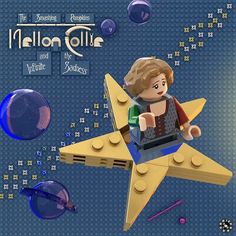 a lego star is flying through the air with other items surrounding it and an advertisement for melon colle