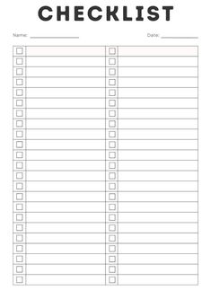 Printable Blank Checklist Templates When To Buy Things, Free To Do List Template, Timeblocking Printable, Checklist Template Printables, Blank List Template, Planner Ideas Organizing, To Do List Template Aesthetic, List Template Aesthetic