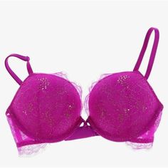 Victoria's Secret Bra Bombshell Add 2 Cups Shimmer Lace Raspberry Colored Victoria's Secret Bombshell Add 2 Cup Push Up Shimmer Lace Accents Adjustable Straps Hook And Eye Closure Description Victoria's Secret Has Always Been Synonymous With Very Sexy. These Bras Feature A Padded Push Up Design, Adjustable Straps, And Shimmer Lace Accents. Stay In Style With Victoria's Secret. Victoria's Secret Bombshell, Victoria Secret Pink Bras, Vs Bras, Raspberry Color, Pink Bralette, Triangle Bralette, Victoria Secret Fashion, Victoria Secret Fashion Show, Victoria Secret Bras