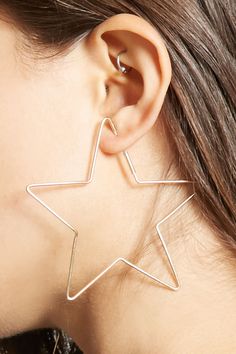 Star Shape Hoop Earrings | Forever 21 - 1000138996 Gold Bar Earrings Studs, Star Hoop Earrings, Jewelry Stones, Gold Bar Earrings, Buying Gold, Turquoise Jewelry Native American, Bar Stud Earrings, Bar Studs, Newsies