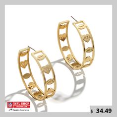 Add a touch of New York Jets spirit to your gameday outfit with these WEAR by Erin Andrews x Baublebar Motif Hoop Earrings. These silver-plated hoops feature laser-cut New York Jets charms for a touch of team spirit. Crafted from hypoallergenic brass, they're both stylish and comfortable for extended wear, making them perfect for game days and beyond. Striped Gloves, Erin Andrews, Necklace Top, Claw Hair Clips, Statement Drop Earrings, Shield Design, Gameday Outfit, Scarf Set, New York Jets