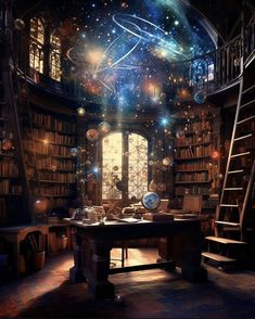 Fantasy Rooms Concept Art, Magical Study Room, Magic Study Room, Magic Study Aesthetic, Fantasy Office Room, Fantasy Mage Aesthetic, Fantasy Castle Library, Witch And Wizard Aesthetic, Wizard Aesthetic Room