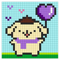 a pixellated image of a cartoon character holding a balloon