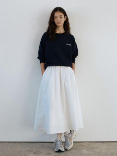 Loose Shirt And Skirt Outfit, Volume Skirt Outfit, Relaxed Fit Cotton Full Skirt, Relaxed Fit Gathered Cotton Skirt, Relaxed Fit Cotton Skirt For Daywear, Cotton Relaxed Fit Pleated Skirt, Cotton Pleated Skirt With Relaxed Fit, Relaxed Fit Cotton Pleated Skirt, Long Voluminous Cotton Skirt