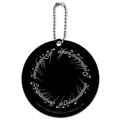 About The Product: This is an awesome ID tag that will set your luggage apart in style. The tag is made of thick plastic with lines printed on the back for your contact information. The tag is approximately 3" (7.6cm) in diameter. The 4" (10.2cm) ball chain shown is included. Sold individually.   About The Design: The Lord of the Rings is a fantasy film series directed by Peter Jackson. The films follow hobbit Frodo Baggins (Elijah Wood) as he and the Fellowship embark on a quest to destroy the Lord Of The Rings Mordor, Round Luggage, Peter Jackson, Frodo Baggins, Elijah Wood, Car Themes, Fantasy Films, Online Seller, Luggage Accessories