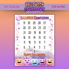 halloween count down game with pumpkins and stars