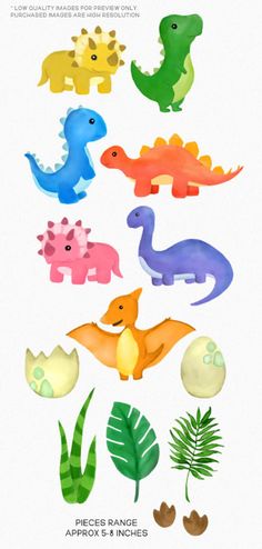 the paper dinosaurs are all different colors