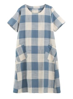 PRICES MAY VARY. FEATURES: This summer cotton linen tunic dresses for women is designed with classic Checked Pattern, Round Neck, Short Sleeve, Back Pleated, double Side Pockets MATERIAL: This women's petite t-shirt flare dresses plus size is made of soft cotton linen material. Cotton linen clothing is a nature, breathable and comfortable fabric, perfect for hot summer days COLLECTION: There are three colors for you choose: black/blue/navy, with hat, necklace, leggings, sandals, high heels to be Tunic Dresses For Women, Dresses Summer Casual, Gingham Linen, Linen Tunic Dress, Tunic Dresses, Linen Shirts Women, Flare Dresses, Midi Dress Blue, Shirt Dress Summer