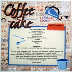 an advertisement for coffee cake with the words'secret ingredients'in blue and white