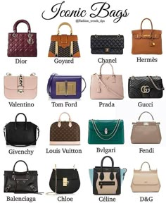 Hermes Bag Types, Prada Classic Bag, Iconic Handbags Designer Bags, Everyday Designer Bag, Colorful Handbag, Investment Bags, Timeless Bags