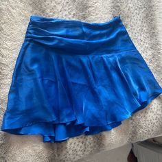 Blue Flowy Skorts From Zara. Perfect For Summer, Looks Like A Skirt When It’s Worn! Blue Skort With Short Inseam For Summer, Blue Mini Skirt With Short Inseam For Spring, Spring Blue Mini Skirt With Short Inseam, Blue Short Inseam Mini Skirt For Spring, Blue Mini Skirt For Spring, Blue Elastic Waistband Skort, Fitted Blue Mini Skirt With Short Inseam, Blue Short Length Skort With Elastic Waistband, Blue Skirt For Day Out