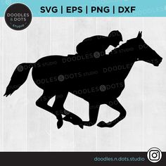 the silhouette of a horse and jockey is shown in black on a white wooden background