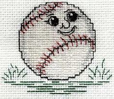 a cross stitch pattern with a baseball on it