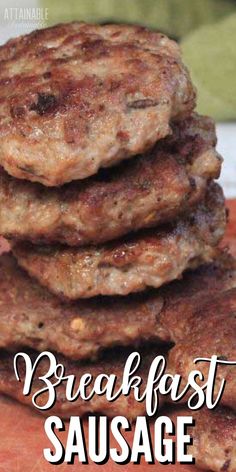 stack of breakfast sausage patties Home Made Breakfast Sausage Patties, Sausage Rounds Recipe, Bulk Breakfast Sausage Recipes, Pork Breakfast Sausage Seasoning, Bulk Sausage Recipes, Pork Patties Recipes, Recipes With Bulk Sausage