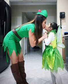 Peter Pan & Tinkerbell! Mother & Daughter costumes. Halloween Disney! Get 6% Cash back from HalloweenCostumes.com, click link! Mother Daughter Costumes Halloween, Mom And Daughter Halloween, Mother Daughter Halloween Costumes, Mother Daughter Costumes, Peter Pan Tinkerbell, Movie Halloween Costumes, Matching Halloween Costumes