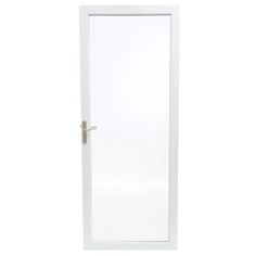 a white door with a handle on the side and glass paneled in to it