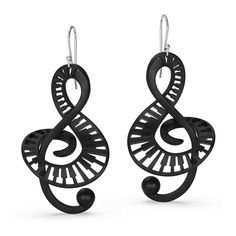 3D Nylon Earrings - For all the music lovers! These dangle earrings hit all the right notes, crafted from nylon and displaying artful treble clef notes. Lightweight, comfortable, and statement-making, each hangs from a sterling silver ear wire. Music Notes Jewelry, Treble Clef Notes, Music Note Jewelry, Music Note Earrings, Vinyl Record Crafts, Record Crafts, Discover Music, Treble Clef, Artful Home