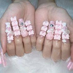 @nydsni Dolly Nails, Doll Nails, French Tip Nail Art, Pink Girly Things, Pink Acrylic Nails