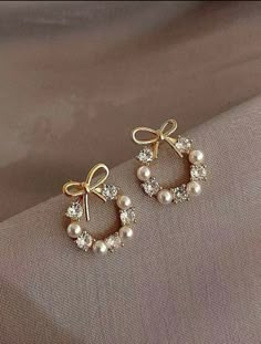 Korean Jewelry, Stil Elegant, Knot Earrings, Small Earrings Studs, Bow Earrings, Pearl Stud Earrings, Dream Jewelry