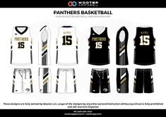 a basketball uniform, jersey and shorts designed for the panther's basketball team is shown