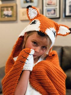 Fox Hooded Blanket Crochet Pattern Hooded Blanket Crochet, Woodland Crochet, Deer Blanket, Woodland Blanket, Fox Blanket, Crocheted Fox Pattern, Woodland Deer, Blanket Crochet Pattern, Animal Blanket