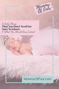 a baby sleeping in a pink blanket with the words, mommy of four on it