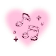 music notes and crosses are in the shape of a heart on a pink background photo