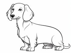 a drawing of a dachshund sitting down