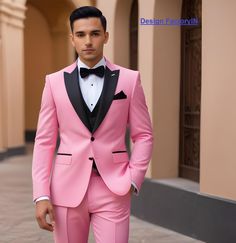 This is new modern Slim fit 3D Cut style which give you look slimmer and smarter. Item Include ( Coat+ Vest+ Pant) Color - Pink Jacket and vest are lined with 100% Satin Notch Lapel, Two Pockets at bottom of jacket and one inside. Free Express Shipping all over the world. Pink Tuxedo With Suit Collar For Semi-formal Occasions, Pink Tuxedo With Suit Collar For Semi-formal Events, Fitted Pink Tuxedo Suit, Pink Fitted Tuxedo Suit, Pink Notch Lapel Fitted Tuxedo, Pink Fitted Tuxedo For Business, Fitted Pink Tuxedo For Groom, Pink Fitted Tuxedo For Groom, Mens Wedding Suits