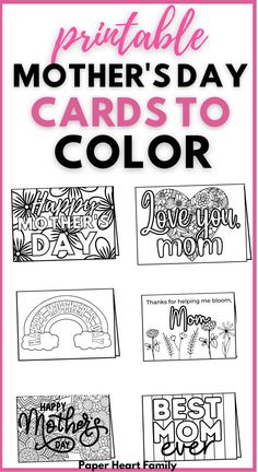 printable mother's day cards to color