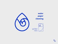 the water paper cleaning logo is shown in blue on a white background with an image of a