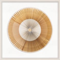 an image of a fan in the shape of a circle on a white background with gold accents